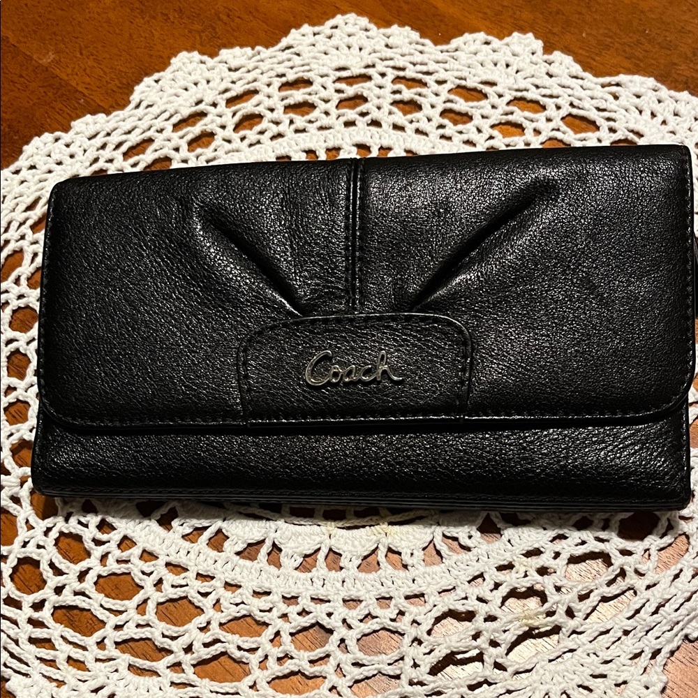 Coach Black Textured Leather Clutch